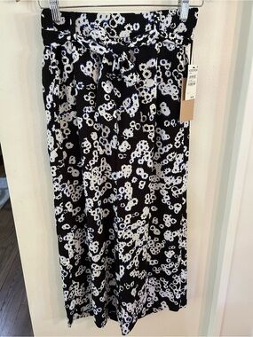 Halogen Black Floral Print Tie-Waist Maxi Skirt